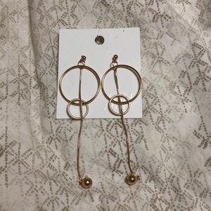 Gold hoops with Dangling Ball and Chain